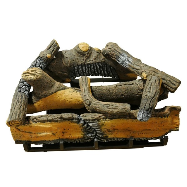 Cedar Ridge Hearth 24In. Decorative Realistic Fireplace Ceramic Wood Log Set CRHD24T-D